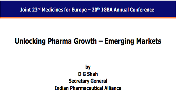 Unlocking Pharma Growth – Emerging Markets, Joint 23rd Medicines for Europe.